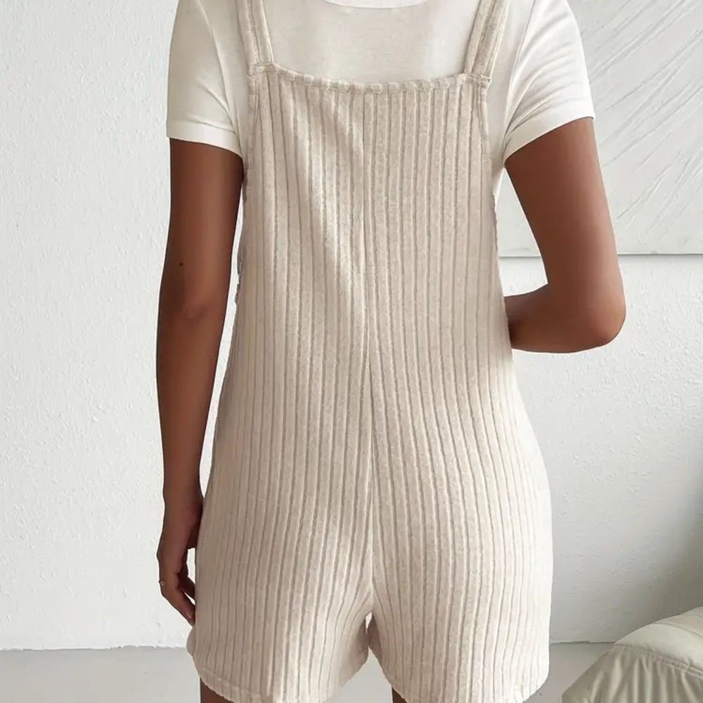Beige Ribbed Overalls M - Picture 2 of 2